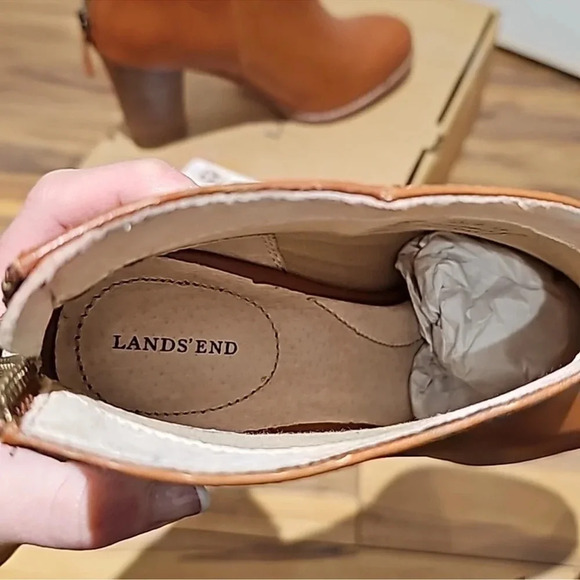 Land's End Rowe Back Zip High Heel Bootie Dark Pecan Brown size 7 US - Picture 7 of 7
